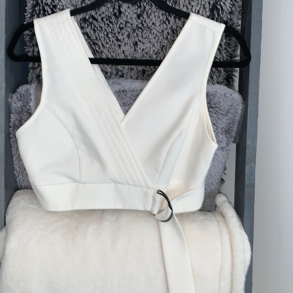 TopShop D-ring Cream crop Top